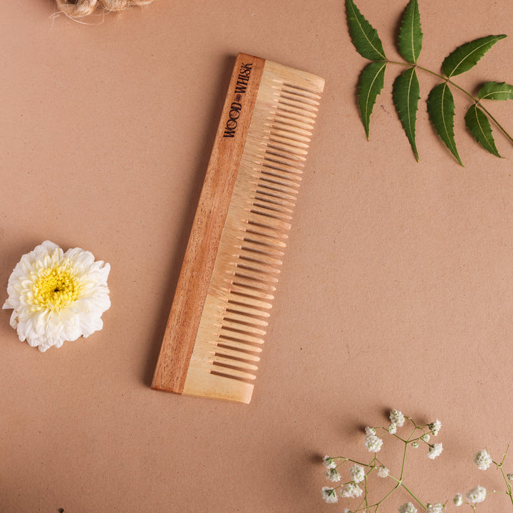 Neem Wood Dual Tooth Hair Comb – Natural Anti-Dandruff & Scalp Detox Tool
