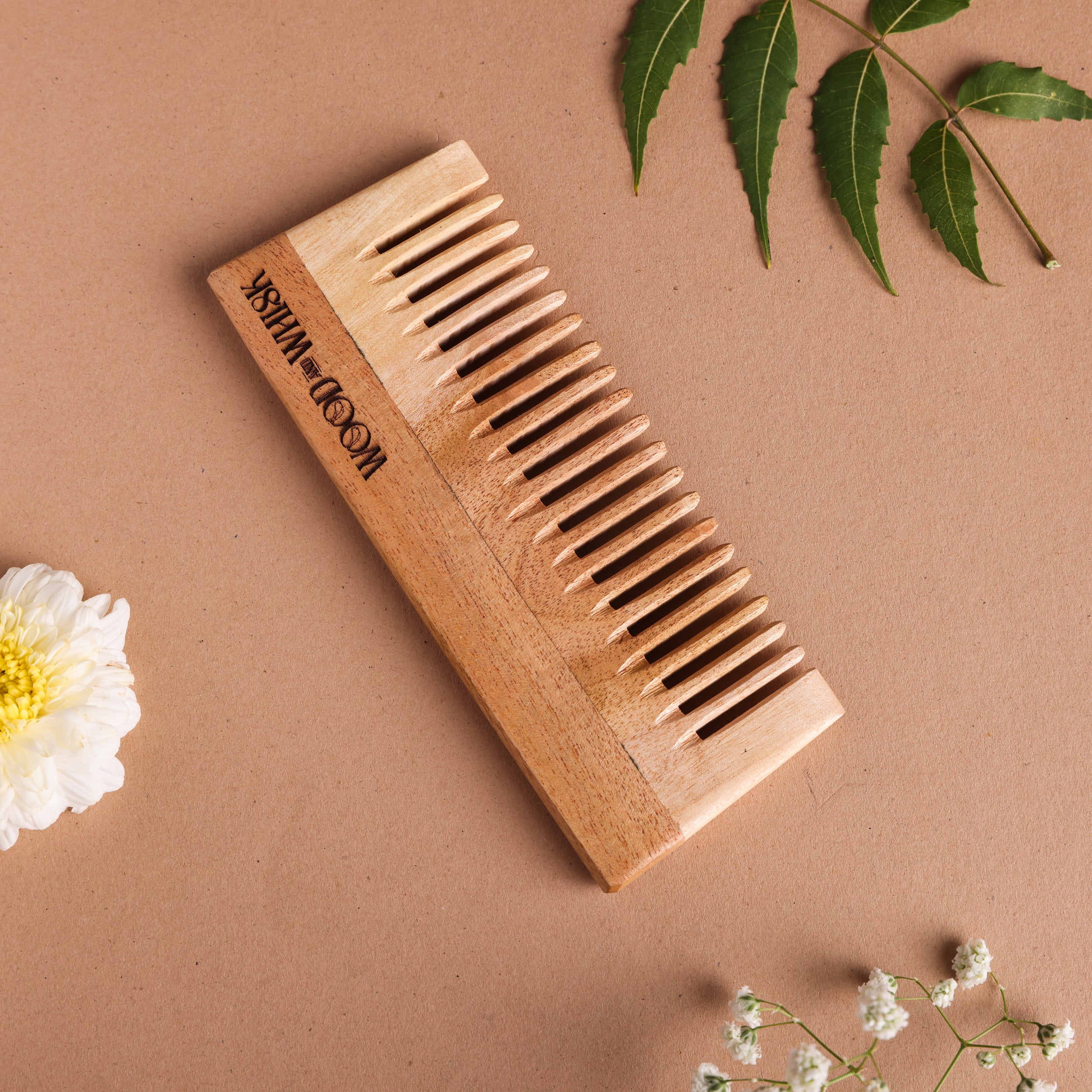 Neem Wood Wide Tooth Shampoo Comb – Anti-Frizz, Handcrafted & Eco-Friendly