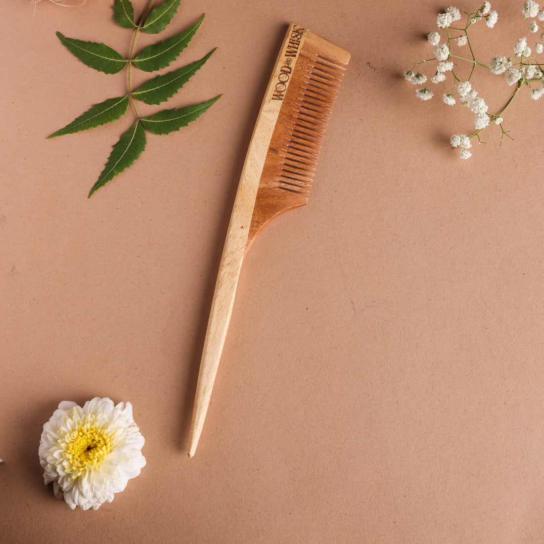 Neem Wood Pin Tail Comb – Anti-Frizz, Scalp Stimulating, Handcrafted Hair Styling Tool