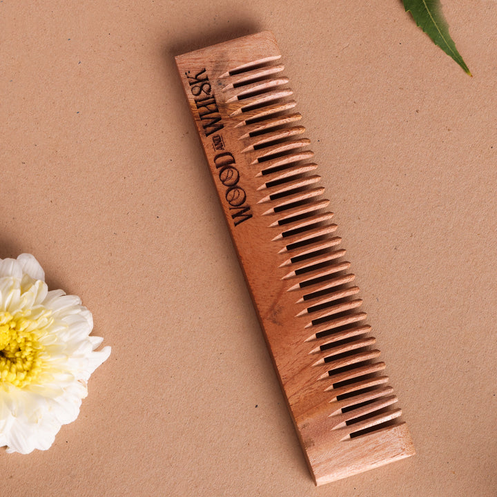 Handcrafted Neem Wood Pocket Hair Comb – Anti-Static, Natural & Travel-Friendly