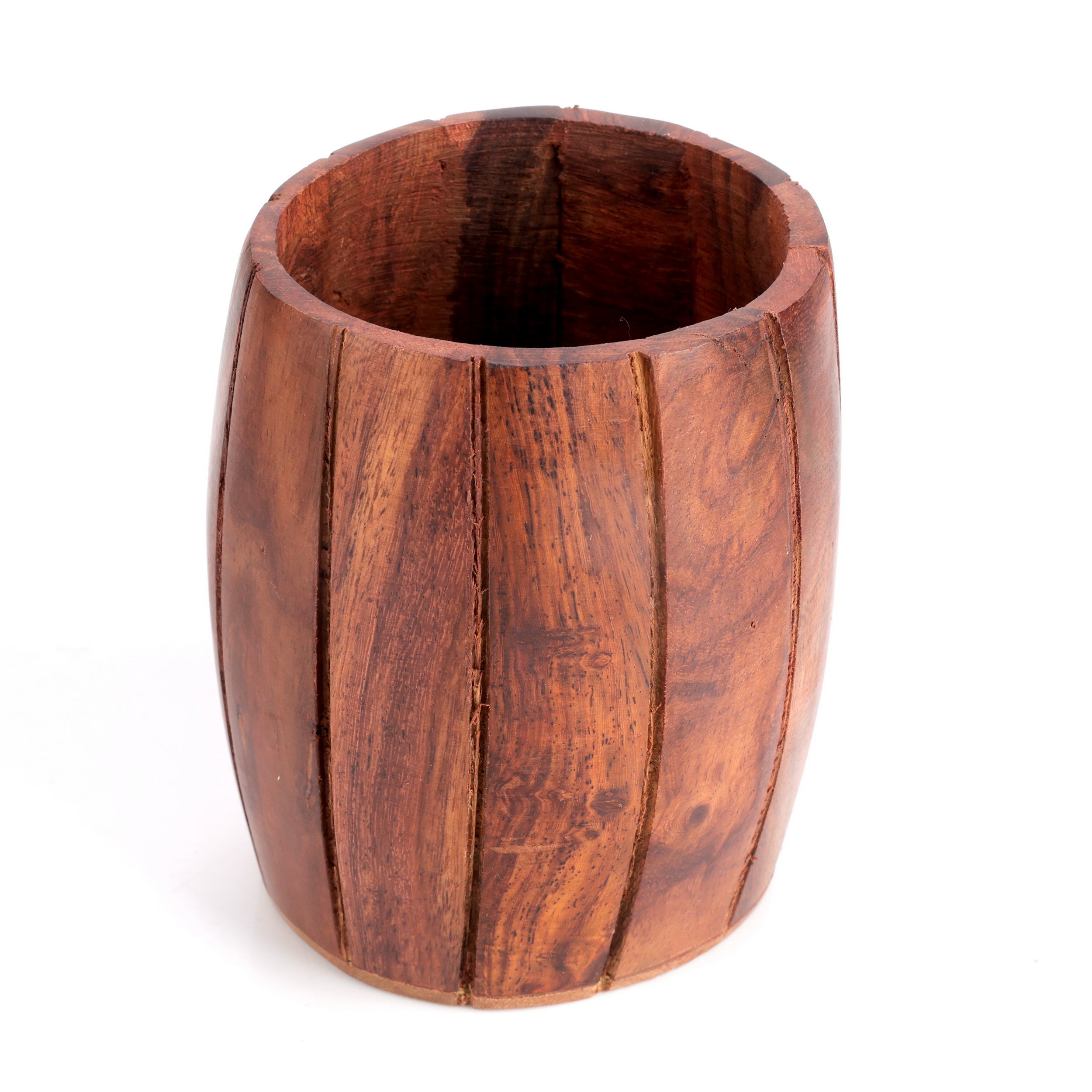 Handcrafted Sheesham Wood Pen Holder | Rustic Wooden Desk Organizer by Wood and Whisk