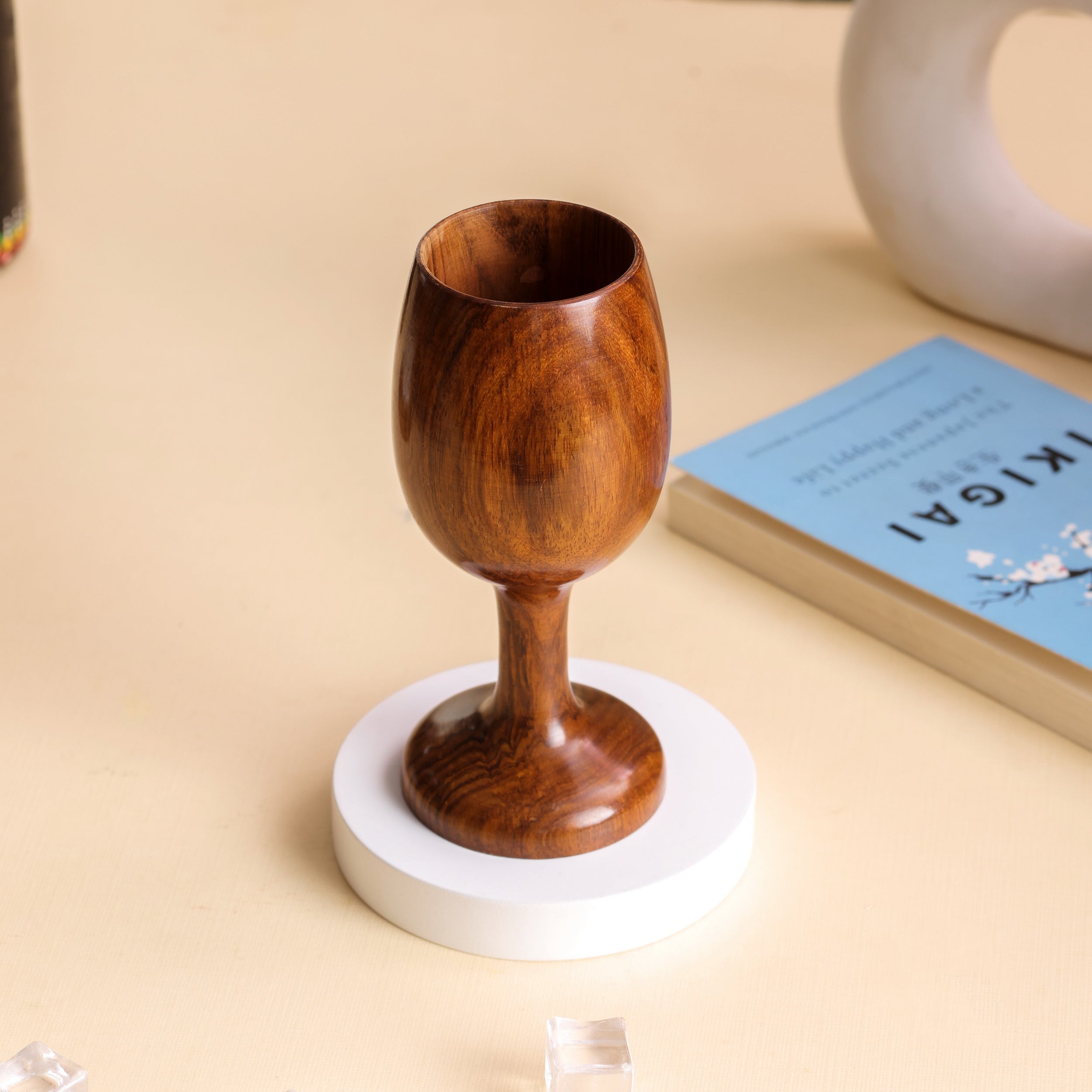 Handcrafted Sheesham Wood Wine Glass – Elegant Wooden Goblet by Wood and Whisk