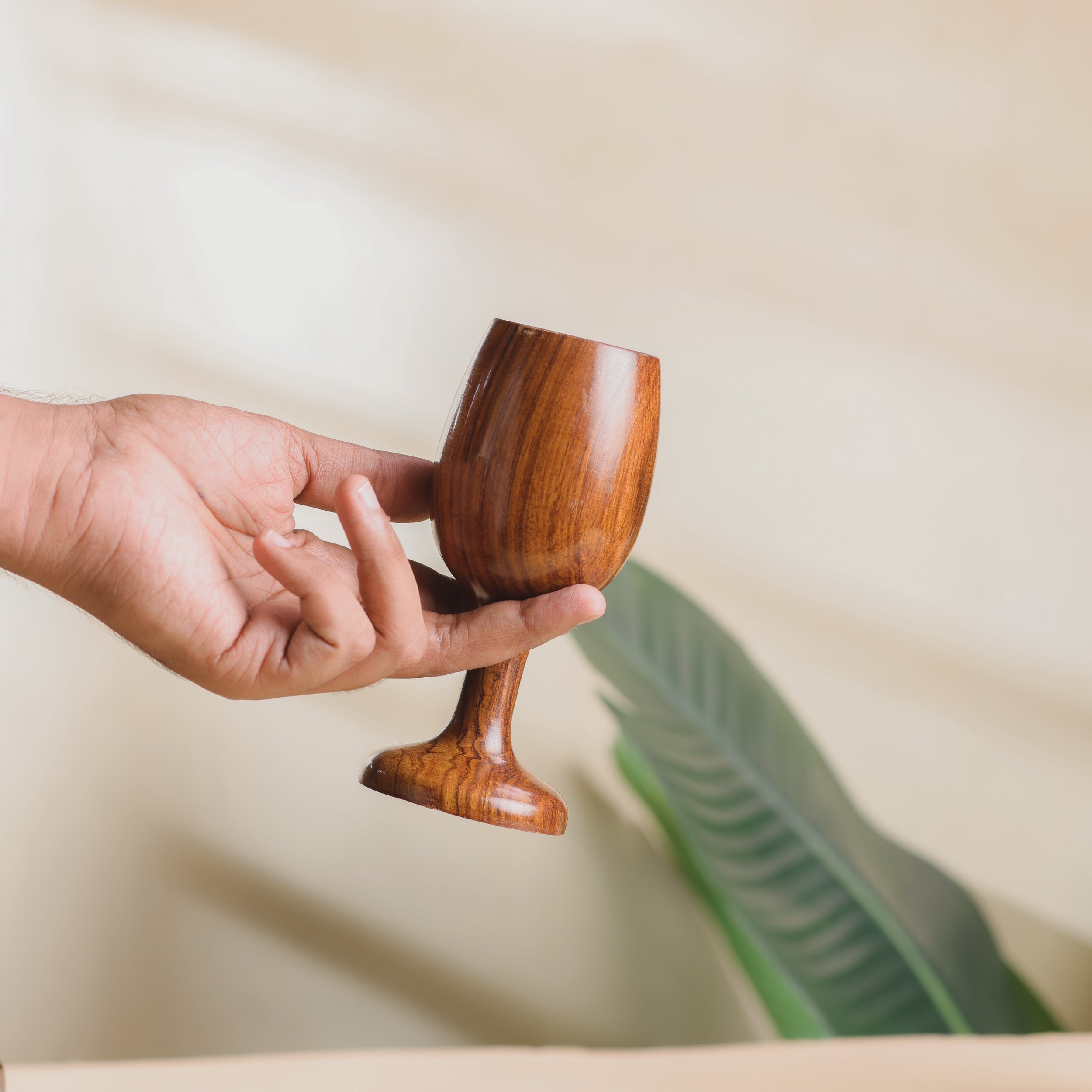 Handcrafted Sheesham Wood Wine Glass – Elegant Wooden Goblet by Wood and Whisk