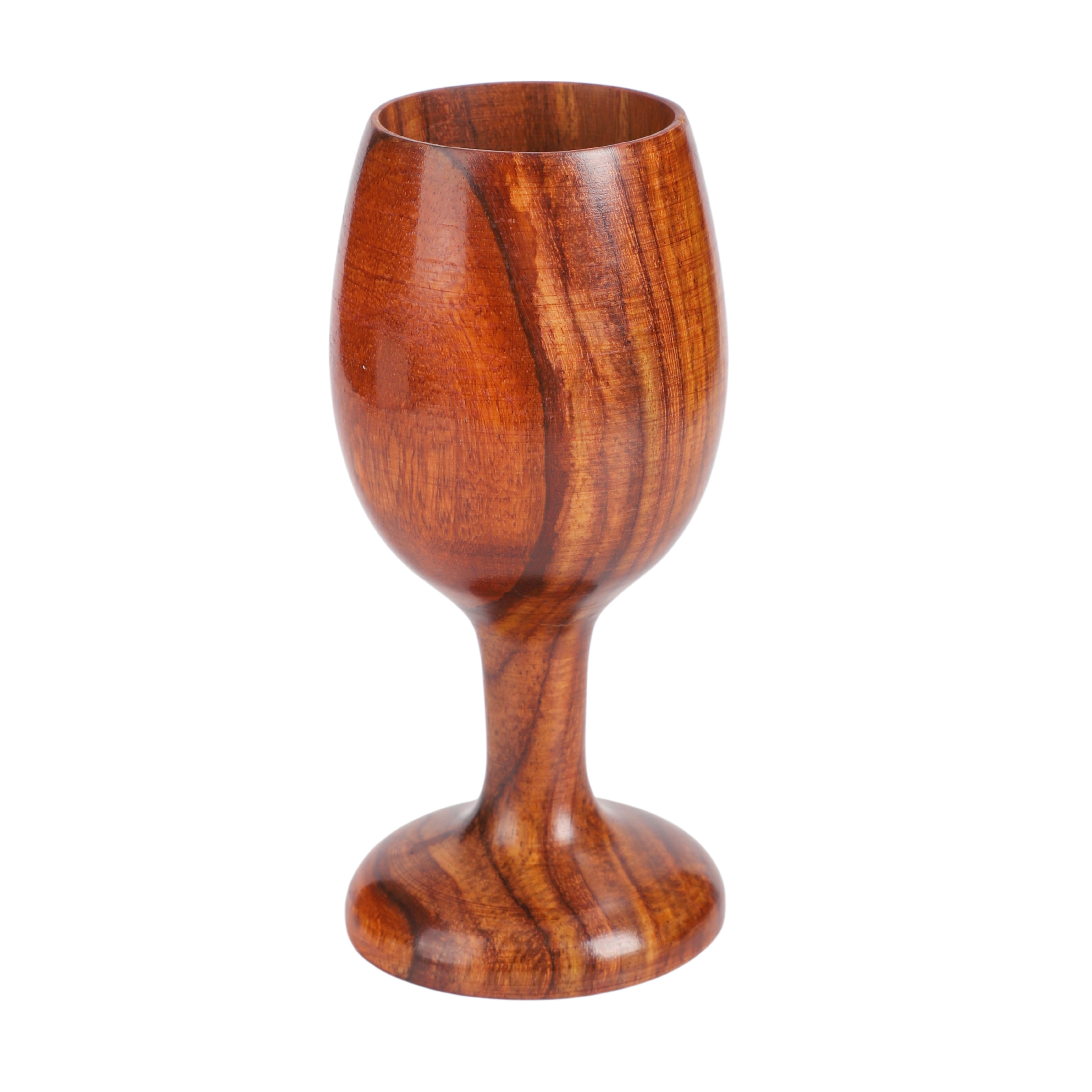 Handcrafted Sheesham Wood Wine Glass – Elegant Wooden Goblet by Wood and Whisk