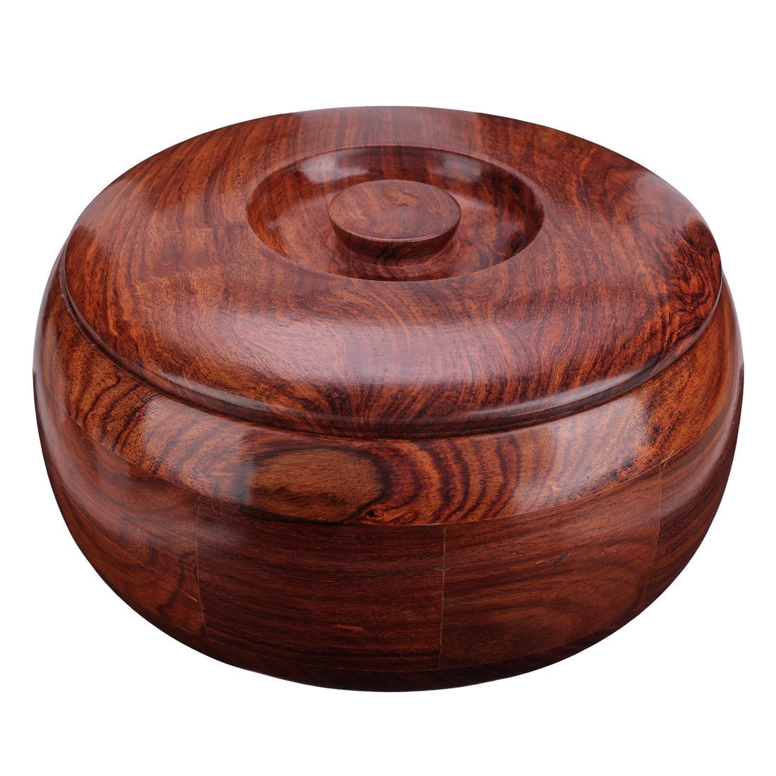 Handcrafted Sheesham Wood Roti Box with Lid – 1000 ml | Wooden Chapati Storage Container