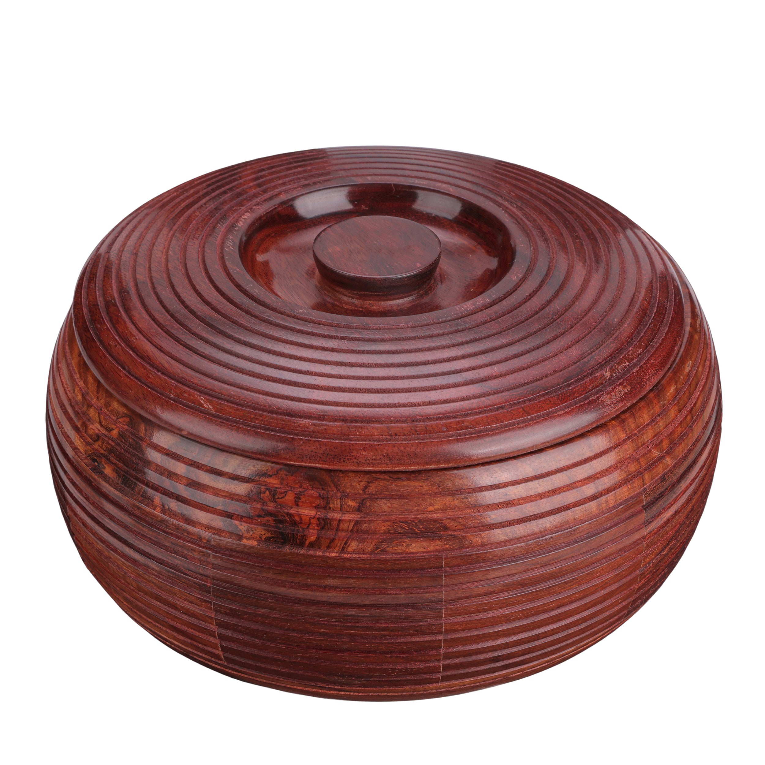 Handcrafted Sheesham Wood Roti Box with Lid – Rustic Chapati Server for Kitchen & Dining (1350 ML)