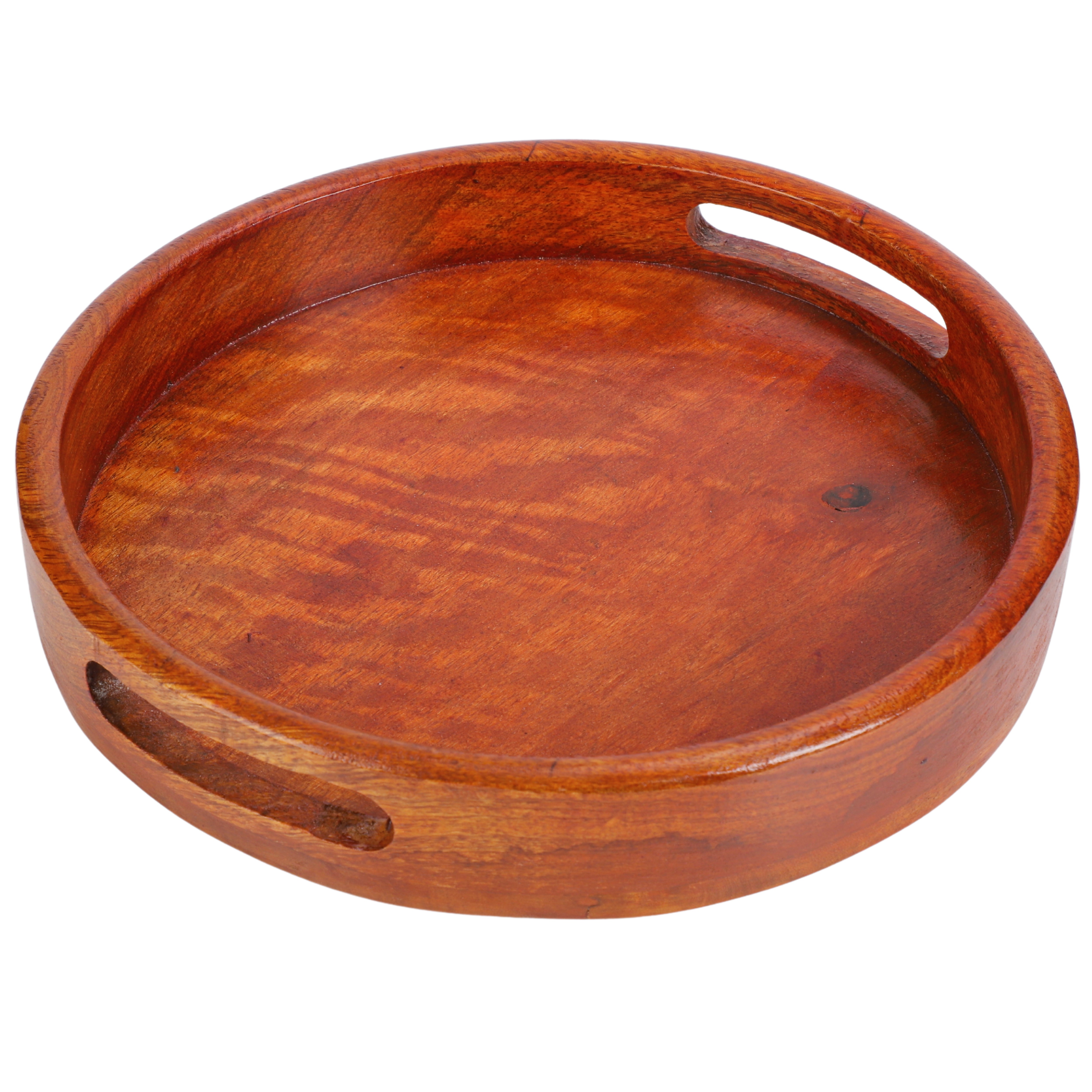 Handcrafted Round Mango Wood Serving Tray – 10 Inch | Natural Finish Wooden Platter for Home & Kitchen Décor