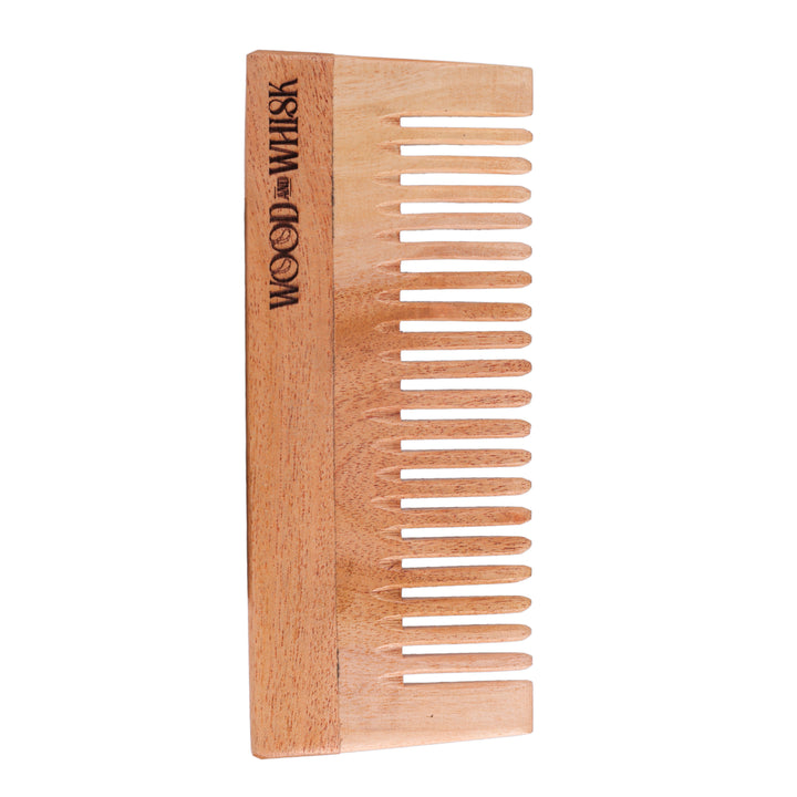 Neem Wood Wide Tooth Shampoo Comb – Anti-Frizz, Handcrafted & Eco-Friendly