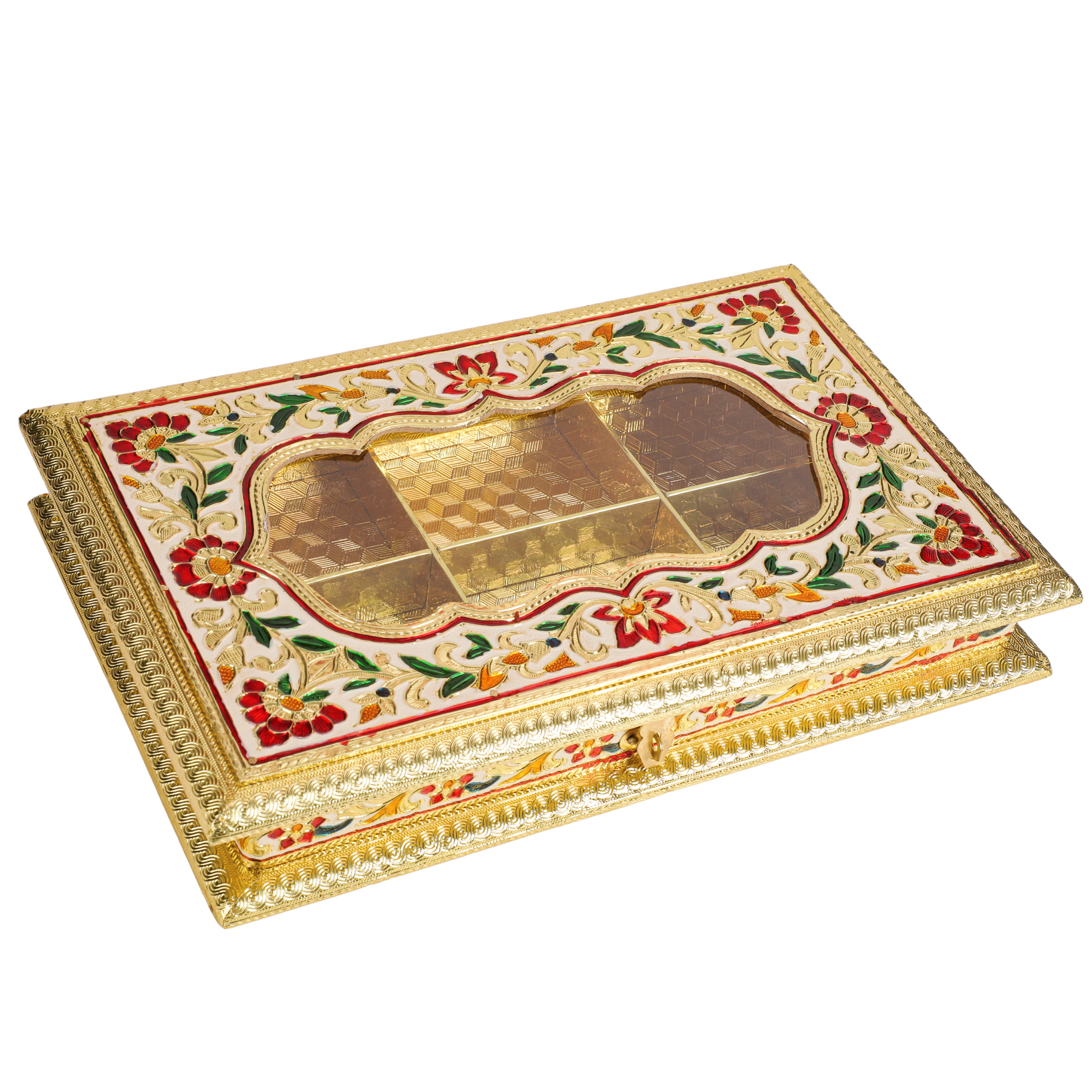 Handcrafted Rajasthani Meenakari Dry Fruit Box | Decorative Wooden Gift Box for Sweets, Mukhwas, Chocolates & Festive Gifting