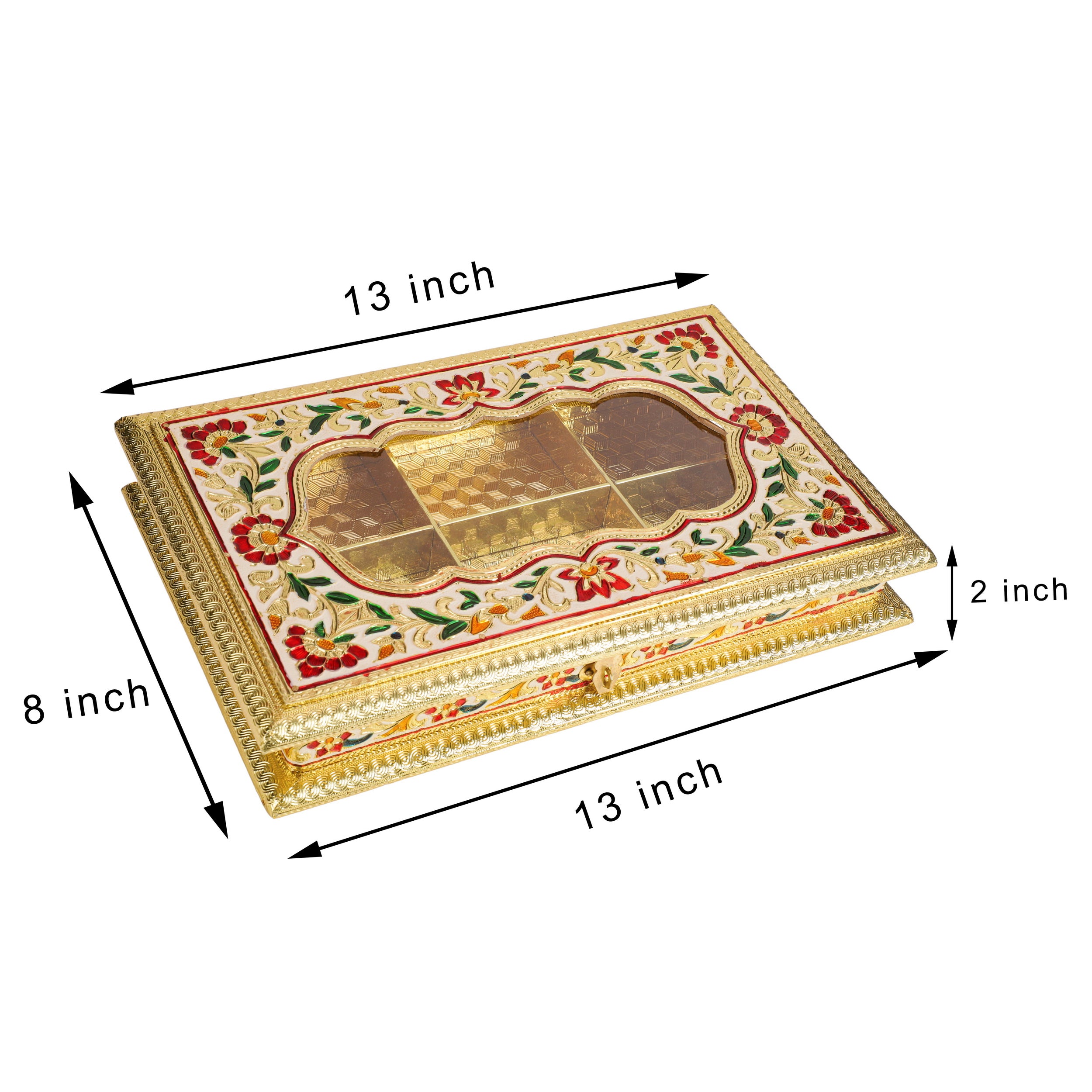 Handcrafted Rajasthani Meenakari Dry Fruit Box | Decorative Wooden Gift Box for Sweets, Mukhwas, Chocolates & Festive Gifting