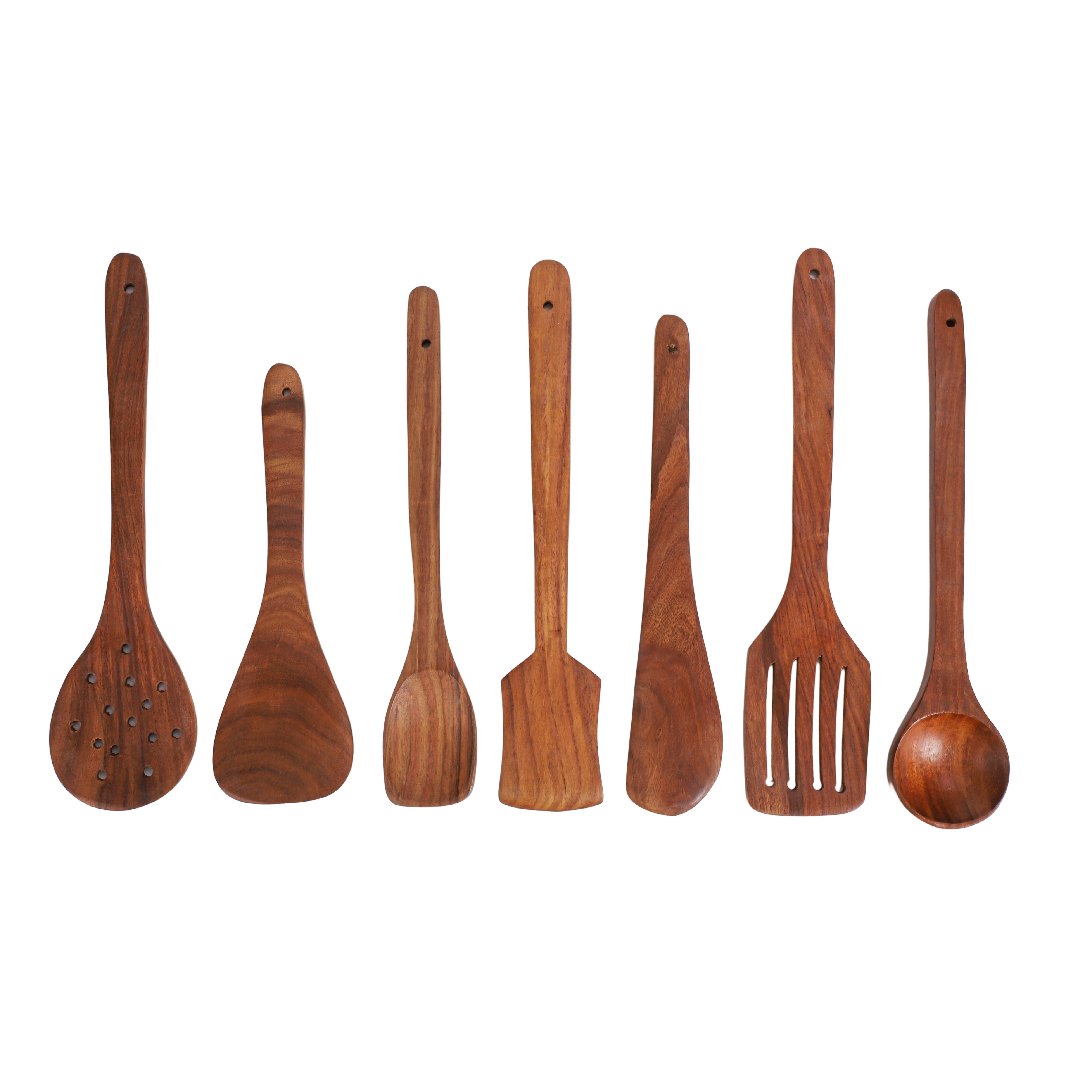 Handcrafted Sheesham Wood Utensil Set – 7 Piece Natural Cooking Tools for Eco-Friendly Kitchens