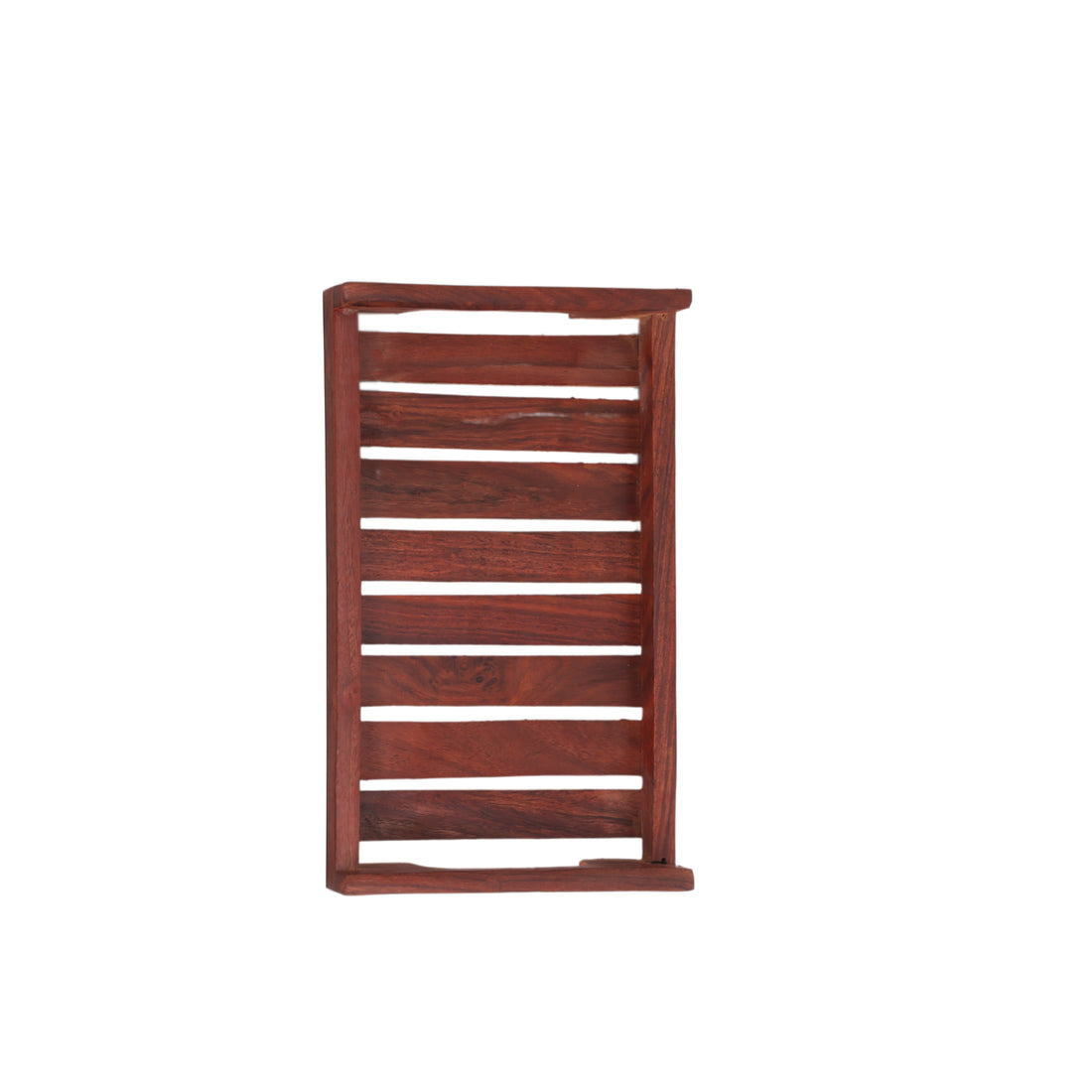 Handcrafted Sheesham Wood Tray Set of 3 | Flat Handle Serving Trays by Wood and Whisk